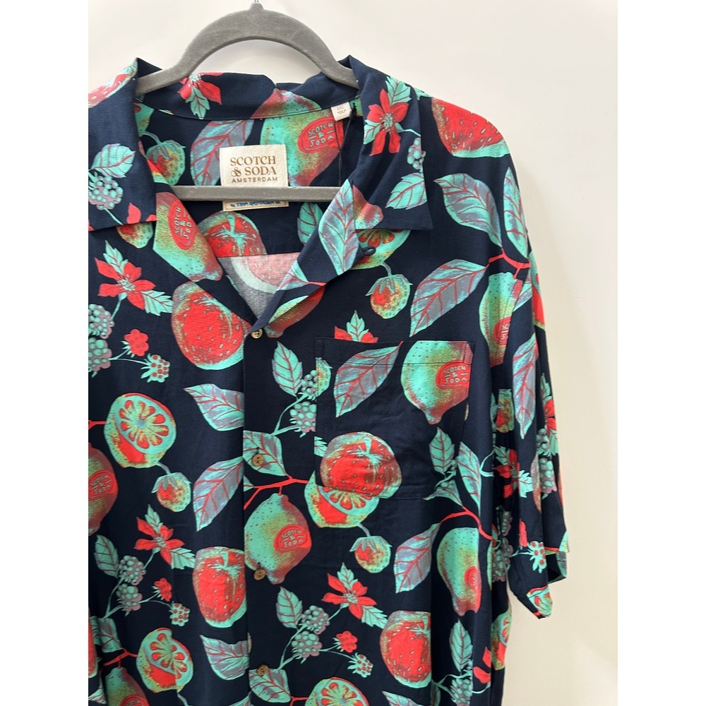 NWT Scotch & Soda Mens Amsterdam Colorful Fruit Print Button Camp Shirt Size XXL - Picture 4 of 11